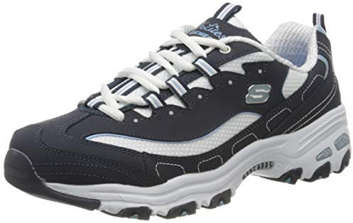 Skechers D'lites Biggest Fan Baskets Femme, Blue Navy Trubuck White Mesh Carolina Blue Trim Nvw, 39 EU