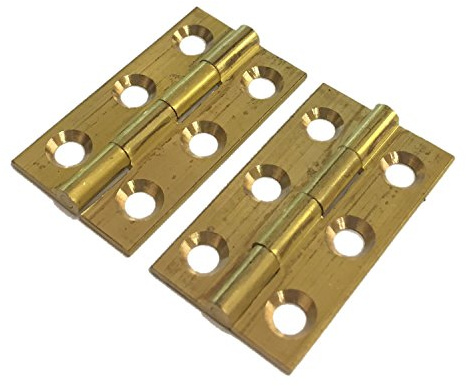 Dzina Butt Hinge 38mm x 22mm (1.1/2 x 7/8 Inch) Solid Brass, Pack Qty 1 Pair
