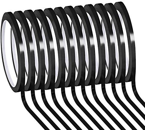 Schwarzes Whiteboard-Raster-Klebeband, 12 Stück, 3 mm x 65,8 m pro Rolle, selbstklebendes Diagramm, Linienband, Kunst Künstler-Klebeband (PET)