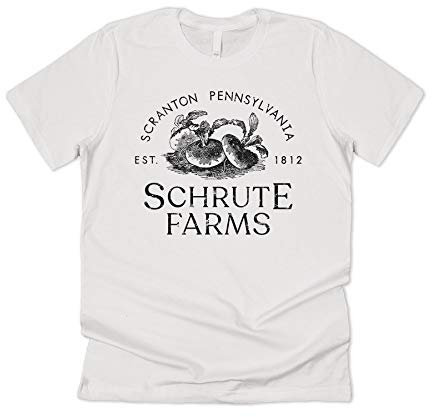 Sanfran Clothing Schrute Farms Bed & Breakfast Funny The Office US Dwight Michael Scott T-Shirt Medium/White