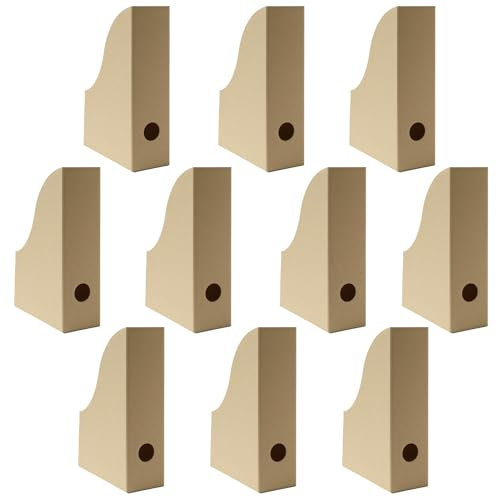 10 x PresentFill®️ Stehsammler Natur Zeitschriftensammler Stehordner für DIN A4 Format aus umweltfreundlichen 100% Recycling Karton - Made in Germany für Schreibtisch, Archiv und Aufbewahrung