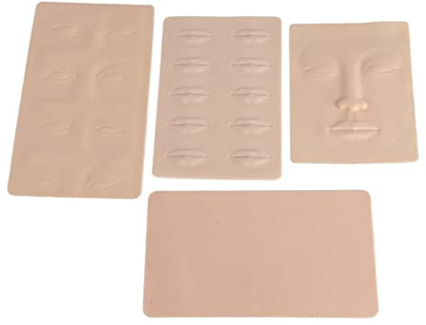 Silikon Simulation Tattoo Praxis Haut 4 Stück, Brow Mapping String, 4D Verdickte Tattoo Übungshaut für Profis und Anfänger, Lippen Augenbrauen Gesicht Tattoo Übungshaut Zubehör