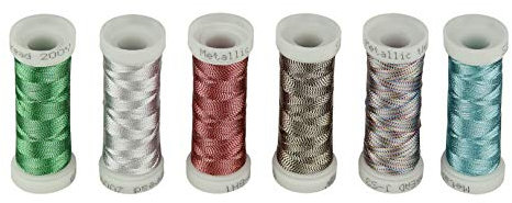 Metallisches Stickgarn, je 200 Meter, für französische Stickereien oder Maschinenstickerei Janome, Brother, Pfaff, Babylock, Sänger, Bernina Husqvaran und die meisten Heim-Stickmaschinen, 6 Farben #2
