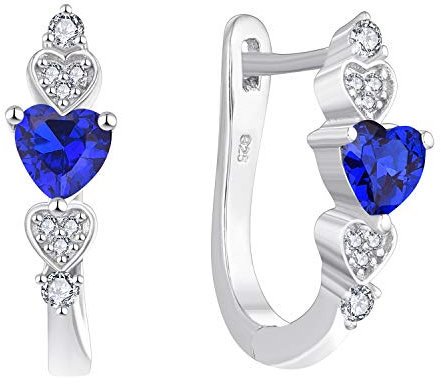 YL Creolen 925 Sterlingsilber mit September Geburtsstein Spinellblau U Form Huggie Ohrringe für Damen