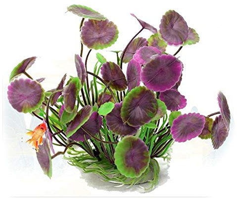 VOANZO Pack of 5 Artificial Aquarium Plants, Small Size Fish Tank Decorations Home Décor PlasticPurple