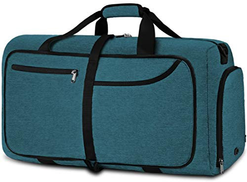 NEWHEY Reisetasche Groß 40L 65L Faltbare Reisetaschen Leichte Sporttasche für männer mit Schuhfach für Weekender Herren Damen Duffel Taschen (Light Blue-65L)