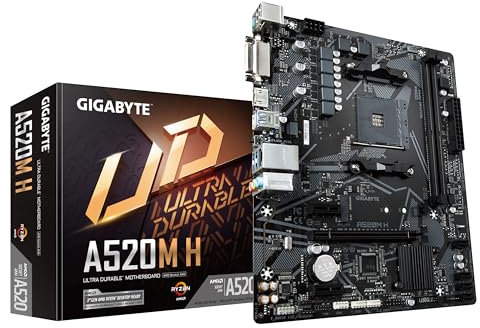 Gigabyte A520M H mATX Motherboard for AMD AM4 CPUs,Black