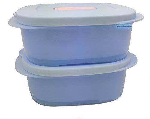 Tupperware® CrystalWave 2X 500 ml hell-blau Mikrowelle Kühlschrank Brotdose Lunch-Box tolle Neuheit! NEU