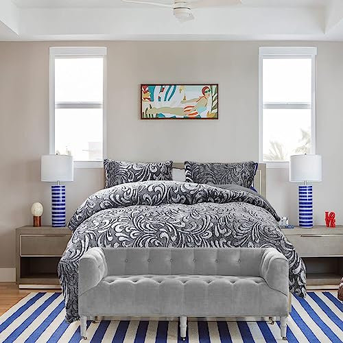 3 Piece Teddy Fleece Duvet Cover Set Pressed Velvet Bedding with Pillowcases, Warm and Comfortable