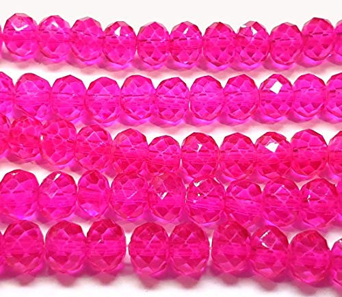 Tschechische Kristall Glas Perlen CZ Böhmische Facettierte Rondelle Glasperlen 4/6/8/10 mm (Pink, 6x4 mm)