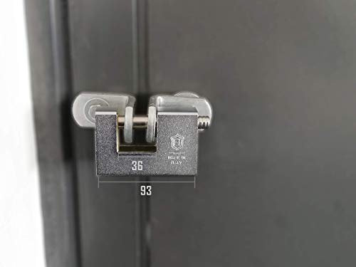 F.T. 933 + BUNKER – Kit de Sécurité pour Portes, Portail, Portes de Fourgons – Cadenas blindé en acier + œillets (90mm)