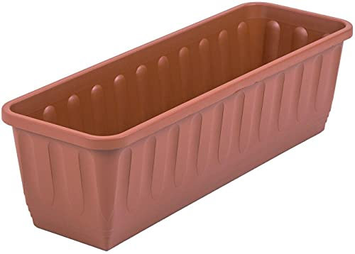 Lot de 4 grands pots de fleurs en plastique ondulé Terre cuite 60 cm
