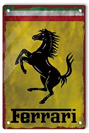 Ovonetune Ferrari Retro Targa in latta Decorazione Vintage Alluminio Metallo Targa per Uomini Donne Decorazione Parete per Casa Bar Ristoranti Caffè Pub 30 x 20 cm