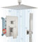 Airuida 30.5 cm quadratische Duscharmatur aus gebürstetem Nickel, raues Ventil, Badezimmer, luxuriöse Deckenhalterung, SUS304, ultradünn, Regenduschkopf, Messing, Handbrause, Duschsystem, Set
