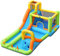 GYMAX Bounce Castle House, Multifunction Inflatable Bouncy Playhouse with Double Slide and Climbing Wall, Indoor Outdoor Jumping Activity Center for 3-10 Years Old (Orange + Yellow + Green)