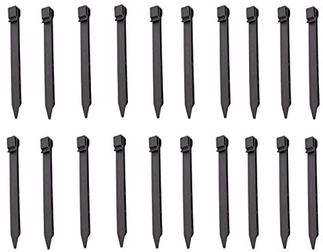 MEETOZ Lot de 30 piquets de sol en plastique pour bordures de jardin, tente, piquets de tente, piquets de branches de fruits (noirs), compatibles avec la plupart des marques