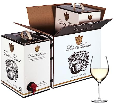 Luvit & Lumoè | Traminer IGT Tre Venezie | Offerta Vino Bianco Pregiato Italiano | Bag in Box | 2 X 5 Litri = 13 Bottiglie