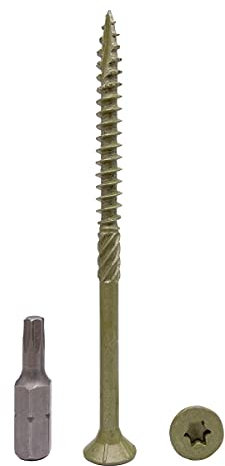 Lot de 50 vis à bois 5 x 80 mm finition anti-corrosion verte, vis à bois, tête Torx type 17, tête fraisée, vis extérieure (50, 5,0 x 80 mm)
