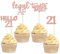 Gyufise 24Pcs Rose Gold Glitter 21st Birthday Cupcake Toppers Legal AF Cake Decorations Hello 21 Twenty One Cupcake Picks for 21st Birthday Cake Decorations Supplies