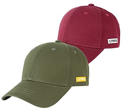 riverso Herren Cap RIVNoel 2er Pack Baseballcap Snapback Kappe Sport Verstellbare Outdoor Mütze Basic Einfarbig 100% Baumwolle Einheitsgröße Grün Rot, Größe:One Size, Farbe:Farbmix Uni 12