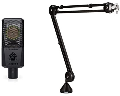 Lewitt LCT 440 PURE XLR condenser microphone for voice, singing, instrument recording, and streaming & RØDE PSA1 Professional Studio Arm