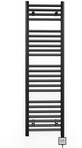 Myhomeware 450mm Wide Black Electric Bathroom Heated Towel Rail Thermostatic Warmer Radiator Digital Controller (450 x 1200 mm (BTU: 1893))