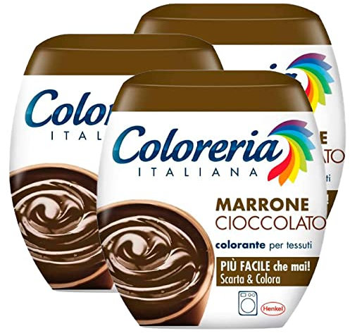 Coloreria Italiana - Colorante para tejidos en lavadora - Color marrón chocolate - Fórmula todo en uno - 3 paquetes monodosis de 350 g
