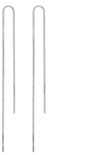 925 Sterling Silver Line Link Chain Earrings Long Bar Tassel String Threader Pull Through Earrings Line Link Chain Earring Threader Earrings Chain Threader Earrings Gifts for Women(20cm)