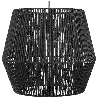 Hängelampe mit Schirm Papiergeflecht schwarz Rattan-Optik geflochten Boho Gweru