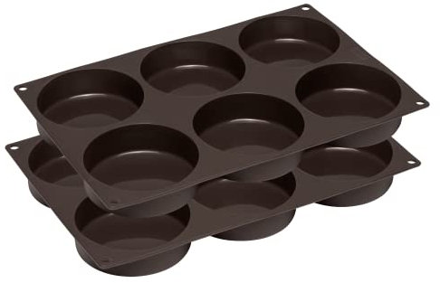 Lurch 585086 FlexiForm Burger Buns 2er Set / 2 Backformen aus Silikon für 8,5 cm Pattys, Braun