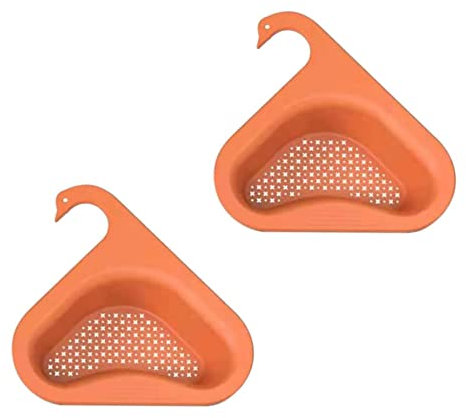 CHAMEEN Triángulo fregadero estante de desagüe esquina colgante colador KüChe filtro de desperdicio de alimentos naranja 2pcs fregadero triangular