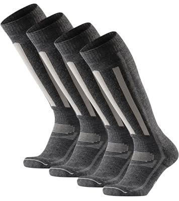 DANISH ENDURANCE Merino Performance Skisocken (1|2 Paar), Thermo-Socken, Gepolsterte Kniestrümpfe, für Damen, Herren & Kinder, Grau, 39-42