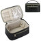 Travel Makeup Bag with Brush Compartment, Large Cosmetic Bags, PU Leather Makeup Case with Handle, Water-Resistant for Women, Black (Patent Pending)