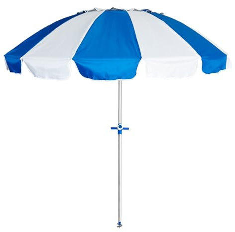 Pincho Sombrilla playa grande Ø240 cm, antiviento hasta 35km/h, protección uv 50, materiales de calidad, tubo de aluminio, 16 varillas de fibra de vidrio, palo reclinable (Color 43)