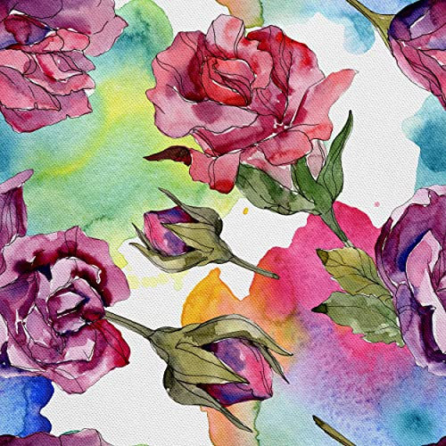 HEKO PANELS Oxford Wasserdichte Meterware Canvas-Stoff Polyester Zum Nähen Möbelstoffe Dekostoffe Handwerken Wasserabweisend Blickdicht Rosen Bunt 2 Meter 155 x 200 cm