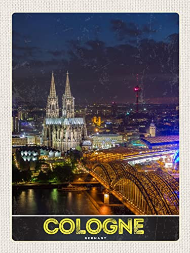 Ontrada Blechschild 30x40cm gewölbt Köln Deutschland Dom Brücke Bahnhof Deko Geschenk Schild