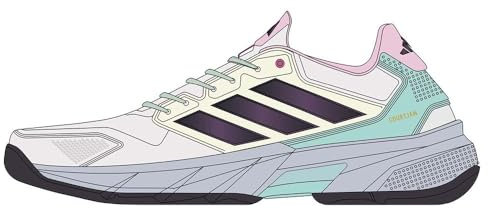 adidas Men's CourtJam Control 3 Clay Tennis Shoes, Crystal White/Aurora met/semi Flash Aqua, 10 UK