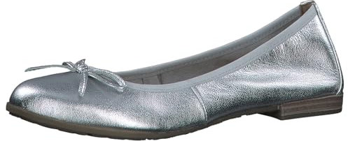 MARCO TOZZI Damen Ballerinas aus Leder mit Schleife, Silber (Silber), 37 EU