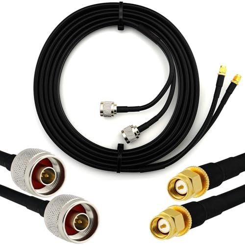 10m SMA Stecker auf N Stecker Doppel-Koaxialkabel — HF-240 (LMR 240 Äquivalent) Twin Verlängerungskabel Antennenkabel — für WiFi RF Antenne GSM LTE 4G 5G 6G Router Signalverstärker Lora Ham CB Funk