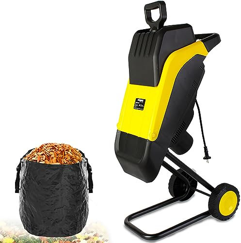 HTONVK Biotrituratore da Giardino Elettrico da 2500 W, cippatrice per Legno da 40 mm di Larghezza, biotrituratori e cippatrici da Giardino, Linea elettrica da 30 m, per Uso su Prato e Giardino