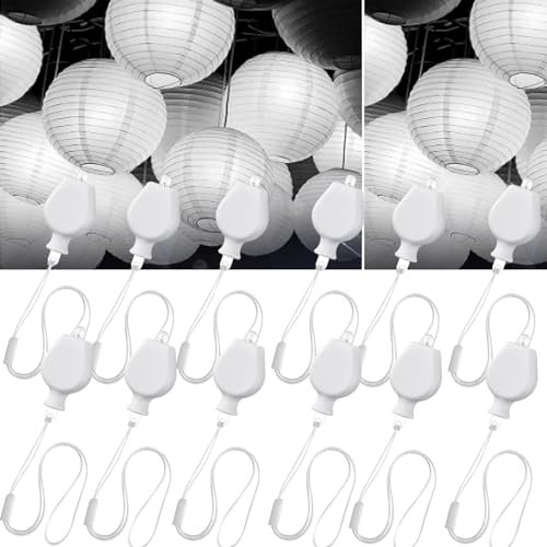 XRR LED Ballonlichter, 12 Stück Laternenlichter für Lampions, Mini Luftballons Party Dekoration, Papierlaternen, Hochzeit, Halloween, Weihnachten (Kühles Weiß)