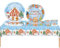53Pcs Christmas Party Tableware Decorations Set,Christmas Blue Gingerbread Man Tableware Party Table Cloth,7inch Paper Plates,Paper Napkins,9inch Plates for Xmas Picnic,Christmas party Supplier