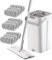 ATLION Mocio Lavapavimenti, Secchio Lavapavimenti Umido E Asciutto, Girevole A 360° Lavapavimenti in Microfibra per in Legno Duro, Piastrelle, Scopa Piatta Grande di Nuovo Stile(White,9mops)