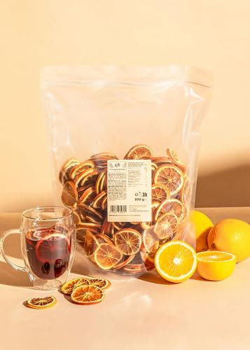 KoRo - Fette d'arancia essiccate 500 g - Come spezia, decorazione o guarnizione - Per cocktail, tè e vin brulé - Tutto l'anno sapore fruttato di arancia - 100% arance
