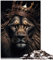 1000 Teile Puzzles für Erwachsene, schwarzer König der Löwen auf Gold, Holzpuzzle für Erwachsene und Kinder, 19,7 x 29,5 Zoll