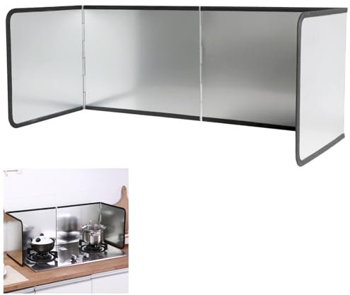 Fousenuk Protector Pared Antisalpicaduras Cocina, 4 Lados Panel Protector Salpicaduras Cocina Plegable, Protección Antisalpicaduras Pantallas, Fácil de Limpiar, para Estufas y Sartenes (76x29x30cm)