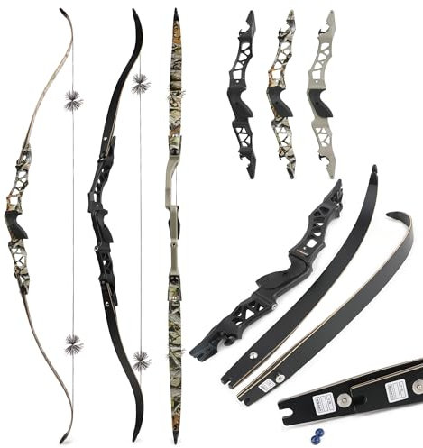 surwolf 64“ Amerikanischer Jagd Recurve Bogen 30-60 lbs Takedown Recurve Bogen ILF Jagdbogen Traditioneller Bogen Langbogen Bogenschießen（schwarz,55lbs）