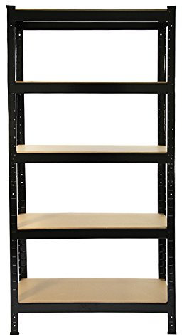 2 x T-Rax Schwerlastregal Lagerregal Werkstattregal Kellerregal Regal Steckregal Schwarz 75cm x 150cm x 30cm mit Verbindungsstücken 6mm Starke MDF Regalböden 5 Stufen 150kg Tragkraft pro Regalboden