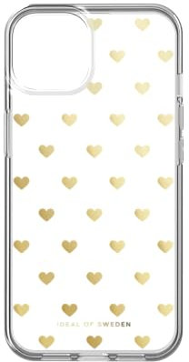 IDEAL OF SWEDEN Durchsichtige Handyhülle mit erhöhten Kanten und Nicht vergilbenden Materialien, fallgetesteter Schutz mit transparentem Finish, kompatibel mit iPhone 13/14 (Golden Hearts)