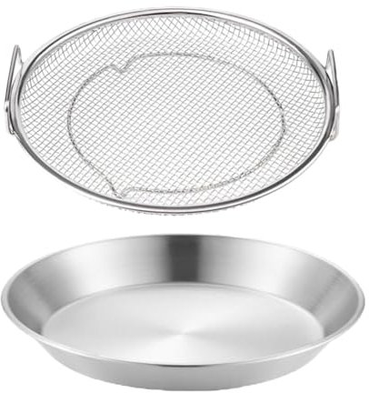 Ruuizksa Colador de cocina de 2 piezas para aceite, aceite asado, cacerola, colador de fina, utensilios de cocina de acero inoxidable para asar, barbacoa, patatas fritas